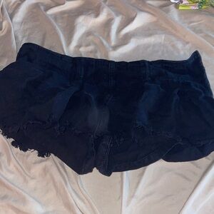 Free People Black Frayed Hem Mini Skirt